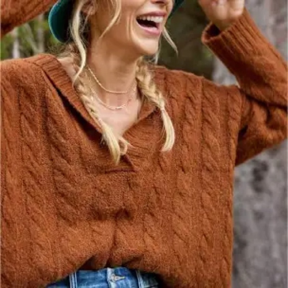 NWT American Eagle Oversized Cropped Cable Knit Hoodie